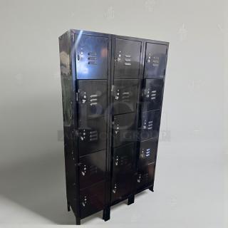 12-door industrial steel locker cabinet, premium condition, by Industrial Steel Fabrication, ideal for commercial use.