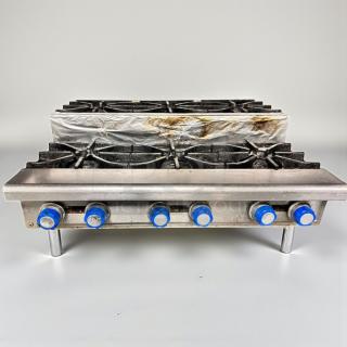 Imperial Range IHPA-6-36 hot plate, 36” 6-burner, excellent condition, heavy-duty, blue knobs, fully tested operational.