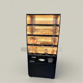 Turbo Air refrigerated bakery display case, model TA-L-BDC-0512, in outstanding condition. LED lit, glass merchandiser, fully operational.