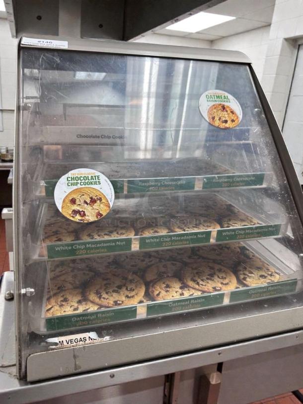 Commercial Countertop Multi-Tier Display Case, exceptional condition, shown with bakery items, tested and operational, model BAK-M-DISP-0375.