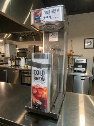 Newco CLDBR-3.5G Cold Brew Dispenser, pristine condition, 120V, fully tested, model label indicates commercial use.
