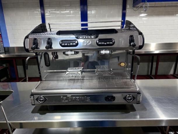 La Spaziale S9 EK2 2-group commercial espresso machine, outstanding condition, 230V, fully tested, stainless steel finish.
