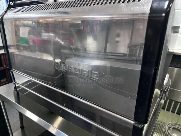 La Spaziale S9 EK2 espresso machine, 2 group, stainless steel, excellent condition, Italian made, 230V, visible brand marking.