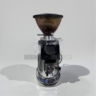 Fiorenzato F64E XGi espresso grinder, premium condition, electronic doser, ETL listed, fully tested, reflective chrome finish.
