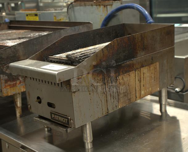 Patriot Gas Radiant Charbroiler PT-CB12-M, 12"W, used condition with visible grease marks, model label intact.