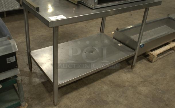 24" x 48" 18 Gauge 430 stainless steel worktable with undershelf, excellent condition, visible surface marks.