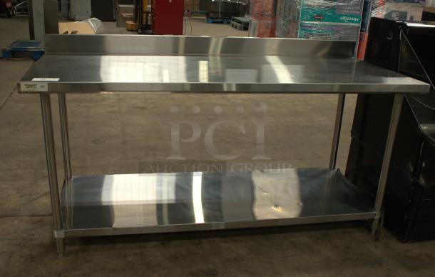 HEAVY DUTY TableTop King 24" x 60" 18-gauge 304 stainless steel work table with galvanized legs and undershelf, used condition.