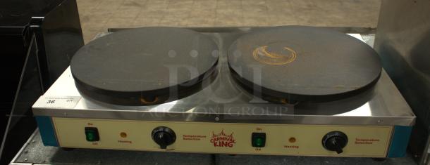 Carnival King TCM16DBL 16" Dual Non-Stick Crepe Maker, excellent condition, 208/240V, temperature controls.