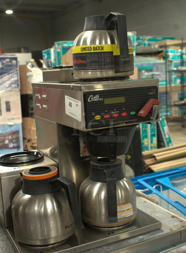 Curtis 12 Cup Coffee Brewer, model ALP5GTL12A805, premium condition, 3 lower warmers, 120V, visible control panel.