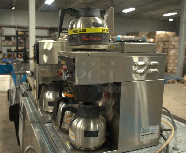 Curtis 12 Cup Coffee Brewer ALP5GTL12A805, premium condition, 3 lower warmers on left, 120V, stainless steel.