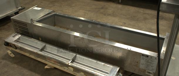 Arctic Air ACP63 63" countertop refrigerated prep rail with hinged lid, stainless steel, good condition, visible model label.