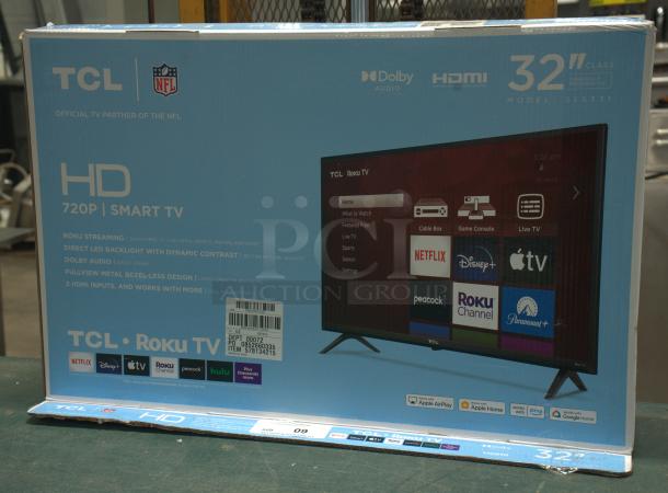 BRAND NEW TCL 32" Class 720P HD LED Roku Smart TV, Model 325331. Includes Roku streaming, Dolby Audio, 3 HDMI inputs.