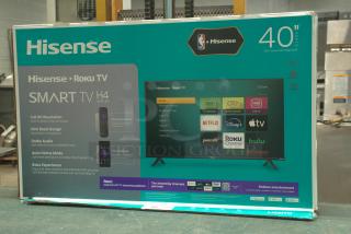BRAND NEW Hisense 43" 4K UHD LED LCD Smart Roku TV, R6 Series 43R6E3, in box. Features HDR, slim bezel, Dolby audio.