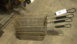 HEAVY DUTY All-Points 63-121 twin fryer basket, 13-1/4" x 6-1/2" x 5-7/8", green plastic handle, front hook, good condition.