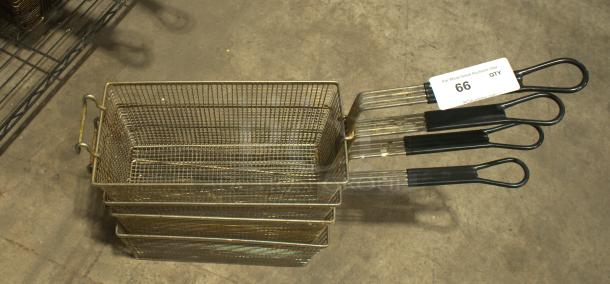 HEAVY DUTY All-Points 63-121 twin fryer basket, 13-1/4"x6-1/2"x5-7/8", green handle, front hook, tag marked "66".