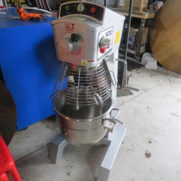 PrepPal 30 Quart Stand Mixer, Model PPM-30, with stainless steel bowl, hook, and guard. 110 Volt. Durable, industrial-grade.