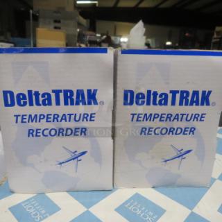 New DeltaTrak 5 Day Temperature Recorder in packaging, showing brand name and airplane graphic, excellent condition.