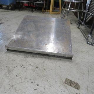 Advance Tabco wall mount stainless steel shelf, 24x24x10 inches, visible wear, durable construction, ideal for storage needs.