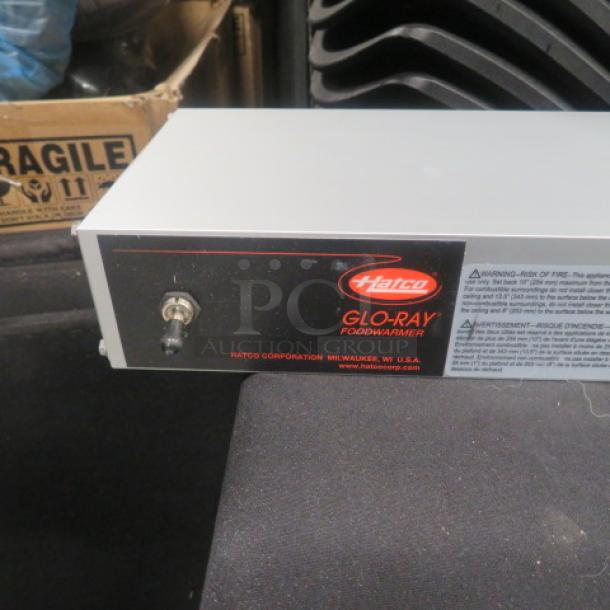 Hatco GRAH-36 food warmer, new condition, 120 Volt, 800 Watt, Glo-Ray model, shown with brand label and power switch.