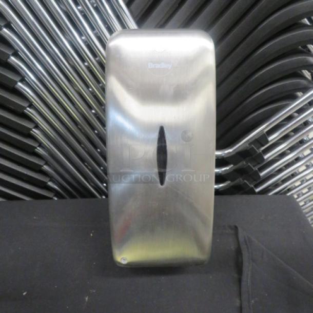 Stainless steel Bradley SS Automatic Soap Dispenser, model 6A03-11000, new condition, sleek design, wall-mounted.