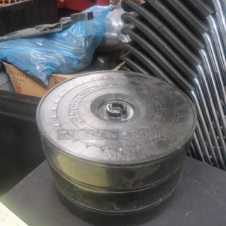 New Tortilla Server with Lid, Model #07703, black, round design with geometric patterns, mint condition, item code 3XBID.