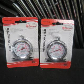 Winware Oven Thermometers, model TMT-OV2, new in packaging. 2" dial face, temp range 150-580°F, NSF certified.