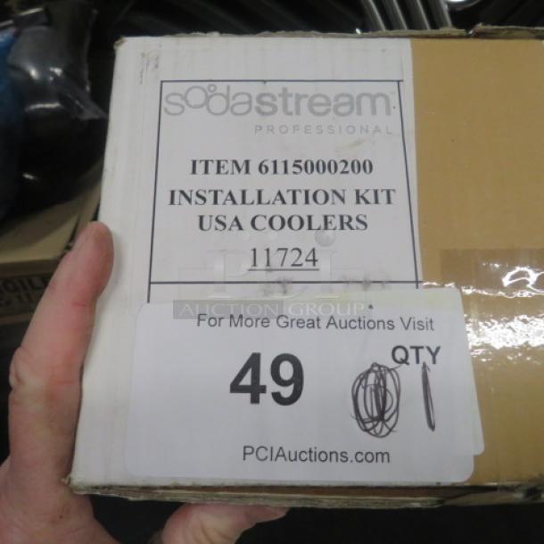 SodaStream Installation Kit, new in box, model 6115000200, for USA coolers. Box has item and auction labels.