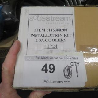 SodaStream Installation Kit, new in box, model 6115000200, for USA coolers. Box has item and auction labels.
