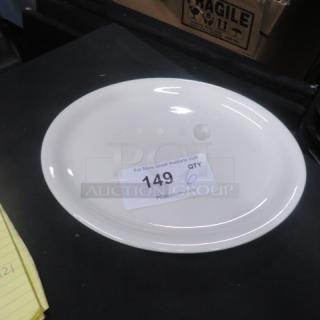 Tuxton 11.5x9.5 inch white platter with auction label "149 QTY" on top. Excellent condition, smooth finish.