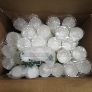 Box of plastic portion cups, wrapped in plastic, new condition. Suitable for food service or catering.