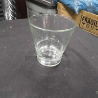 Clear rocks glass with slightly tapered design, in excellent condition. Model: 8XBID. No visible chips or scratches.