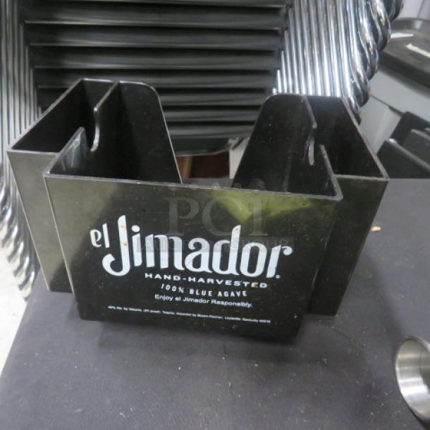 El Jimador bar organizer, black, featuring logo and "100% Blue Agave" text. Used condition, minor wear visible.