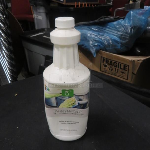 Stainless Steel Cleaner bottle, labeled for protection and shine. Packaging in good condition. No shipping available.
