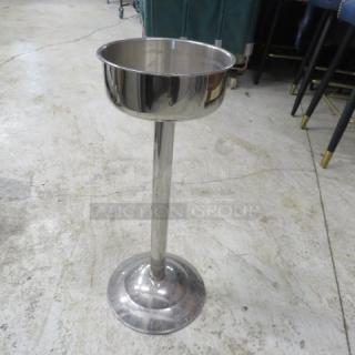 Stainless steel heavy-duty wine/champagne bucket holder, polished finish, pedestal design, excellent condition.