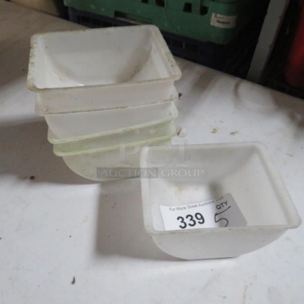 Wide Bar Center Holders, 5-piece set, translucent material, used condition, each labeled with auction tag "339, Qty 5."