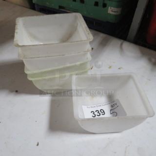 Wide Bar Center Holders, 5-piece set, translucent material, used condition, each labeled with auction tag "339, Qty 5."