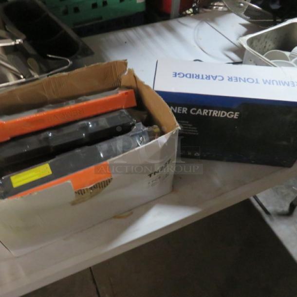 One lot of Brother printer cartridges, includes multiple toner cartridges in original packaging, appears unopened.