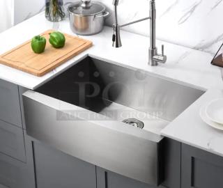 Luxier 30" T-304 stainless steel farmhouse sink with single-bowl design, sound-dampening, and insulation coating.