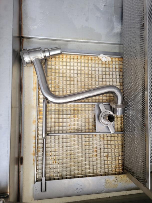 Brand new Pitco Ultrafryer UG14 component, visible protective film and inspection tags, stainless steel, unused condition.