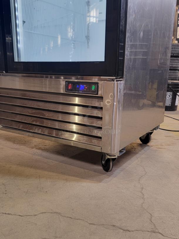 2021 North American 2-Door Glass Freezer, model A2GDF-GR, with bottom-mount compressor, LED lighting, digital controller.