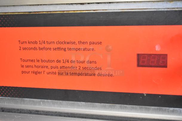 2019 Vulcan VBP5 commercial heated holding cabinet, 120V, 1 phase, on casters, red display panel with operational instructions.