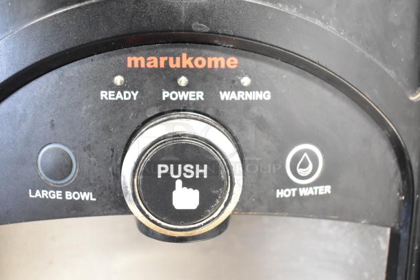 2017 Bunn LCA-1 Marukome liquid coffee dispenser panel with push button, indicators for ready, power, and warning.