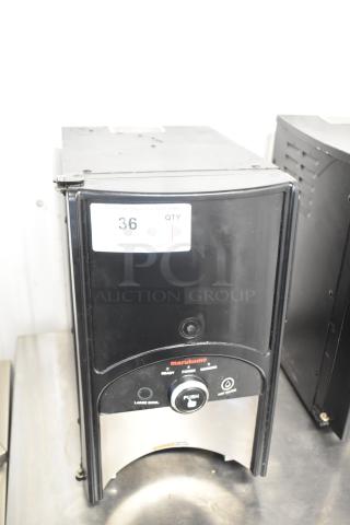 2017 Bunn LCA-1 Marukome coffee dispenser, countertop model. Black with control knob. 120V, 1 phase. Visible label: Lot 36.