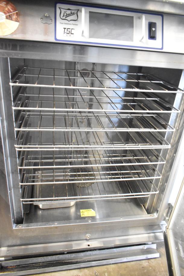 Duke TSC3-6/18 commercial oven proofer with rack, stainless steel, on casters, 208V, 3-phase, excellent condition.