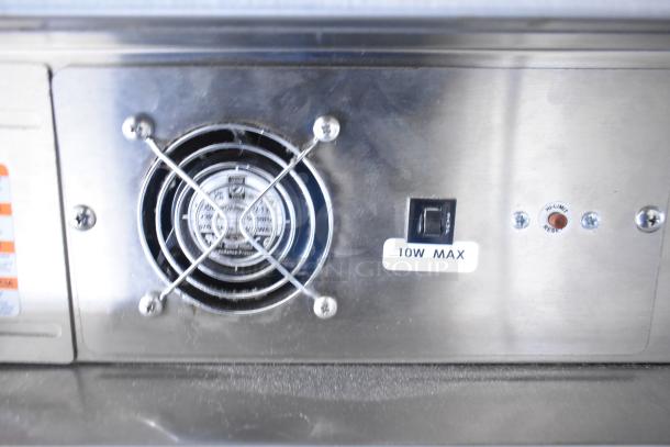 Duke TSC3-6/18 commercial oven proofer back view, showing fan, 10W max setting, and hi-limit reset button.