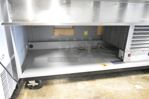 Duke SWD700-60LED M commercial prep line with lowering sneeze guard, 120V, 1 Phase, stainless steel, shows interior condition.