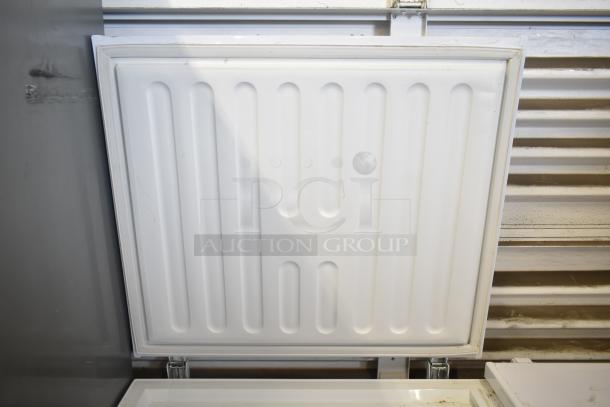 Galaxy 177CF30HC Chest Freezer, 115V, 1 Phase, shown open with clean interior and secure lid hinges.