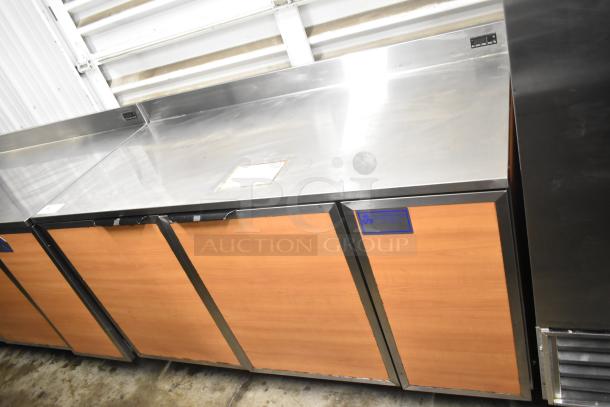 Duke RBC-60 M commercial cooler with stainless steel worktop, 2 wood-finish doors, in good condition. 120 Volts, 1 Phase.