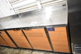 Duke RBC-60 M commercial cooler with stainless steel worktop, 2 wood-finish doors, in good condition. 120 Volts, 1 Phase.