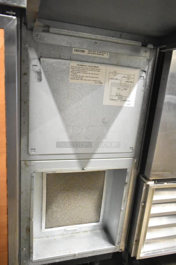 Duke RBC-60 M Commercial 2 Door Work Top Cooler; 120V, 1 Phase; used; visible caution and adjustment labels.